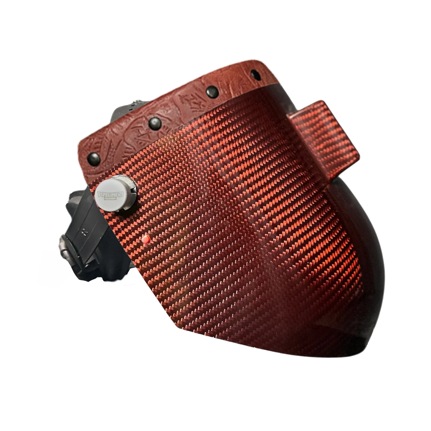 Candy Carbon Fiber Chopped Top Leather Welding Hood - Image 2