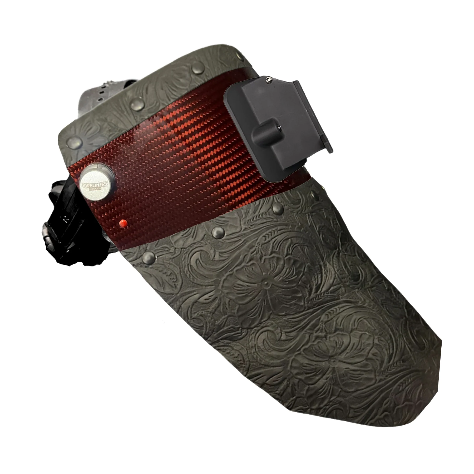 Candy Carbon Fiber Chopped Top & Bottom Leather Welding Hood - Image 2